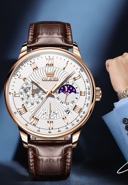 Reloj Clásico OLEVS de Cuero para Hombre – Essence Signature