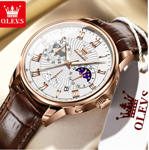 Reloj Olevs Clásico de Cuero con Cuarzo para Hombres (Uno)