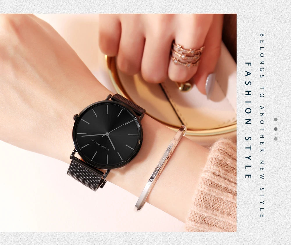 Reloj HANNAH MARTIN para Mujer – Acero Inoxidable, Movimiento de Cuarzo Japonés, 36 mm