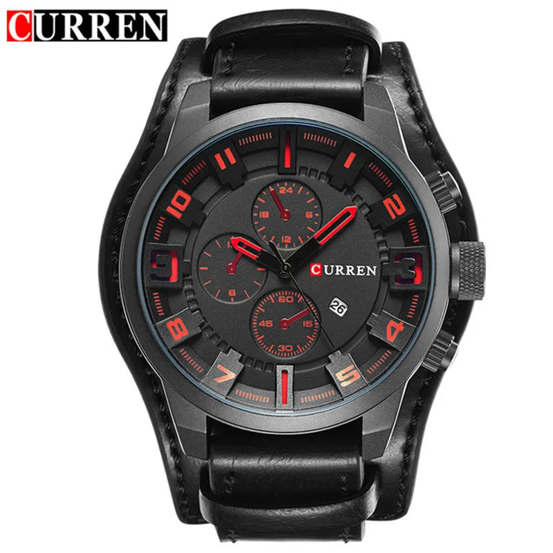 Reloj CURREN para Hombre – Correa de Cuero, Movimiento de Cuarzo, 46 mm