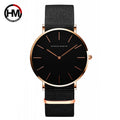 Reloj Unisex Hannah Martin – Correa de Cuero, Negro, Diseño Minimalista
