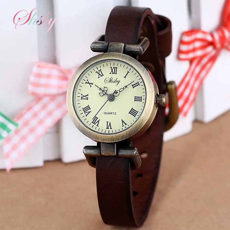 Reloj Vintage para Mujer Shsby – Correa de Cuero y Números Romanos