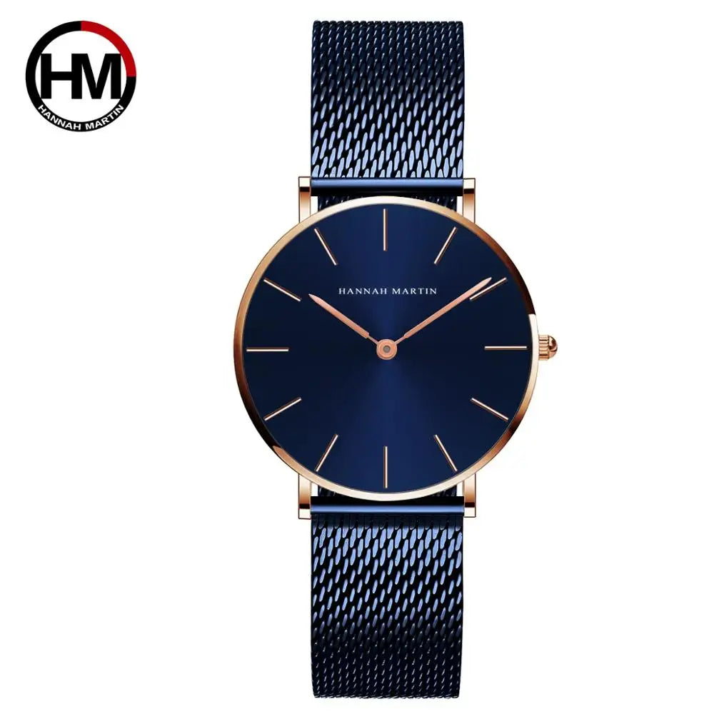 Reloj HANNAH MARTIN para Mujer – Acero Inoxidable, Movimiento de Cuarzo Japonés, 36 mm