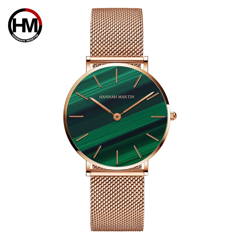 Reloj Hannah Martin 36mm – Acero Inoxidable, Cuarzo Japonés, Rosa Dorado
