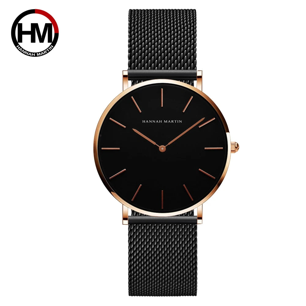 Reloj Hannah Martin 36mm – Acero Inoxidable, Cuarzo Japonés, Rosa Dorado