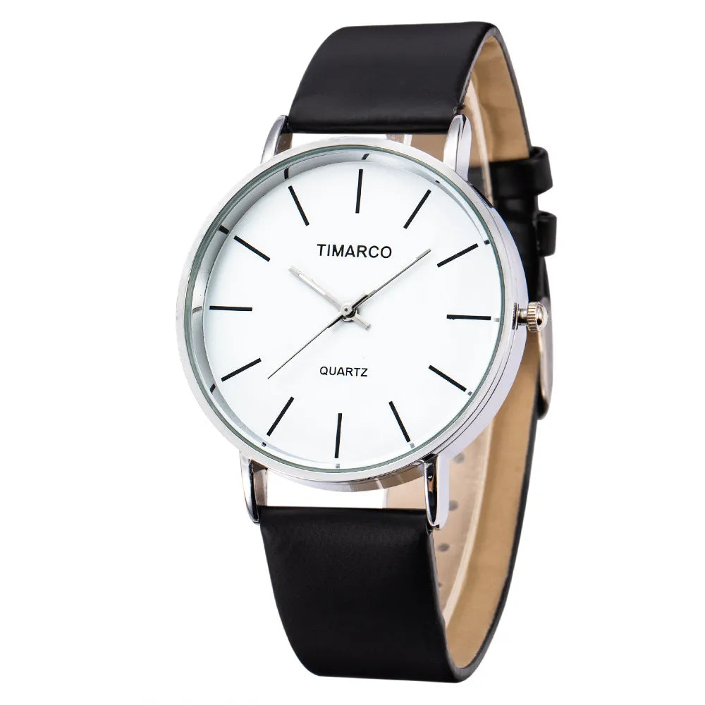 Reloj WoMaGe para Mujer – Correa de Cuero Blanco, Diseño Minimalista, 40 mm