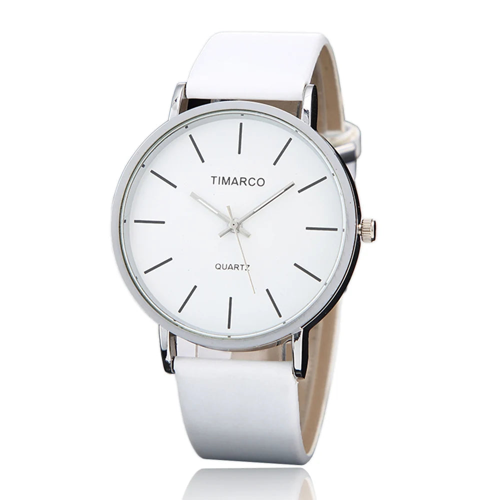 Reloj WoMaGe para Mujer – Correa de Cuero Blanco, Diseño Minimalista, 40 mm