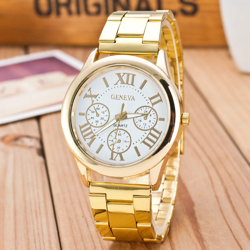 Reloj Dorado para Mujer Geneva – Movimiento de Cuarzo