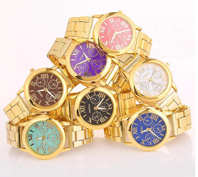 Reloj Dorado para Mujer Geneva – Movimiento de Cuarzo