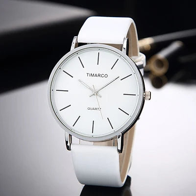 Reloj WoMaGe para Mujer – Correa de Cuero Blanco, Diseño Minimalista, 40 mm