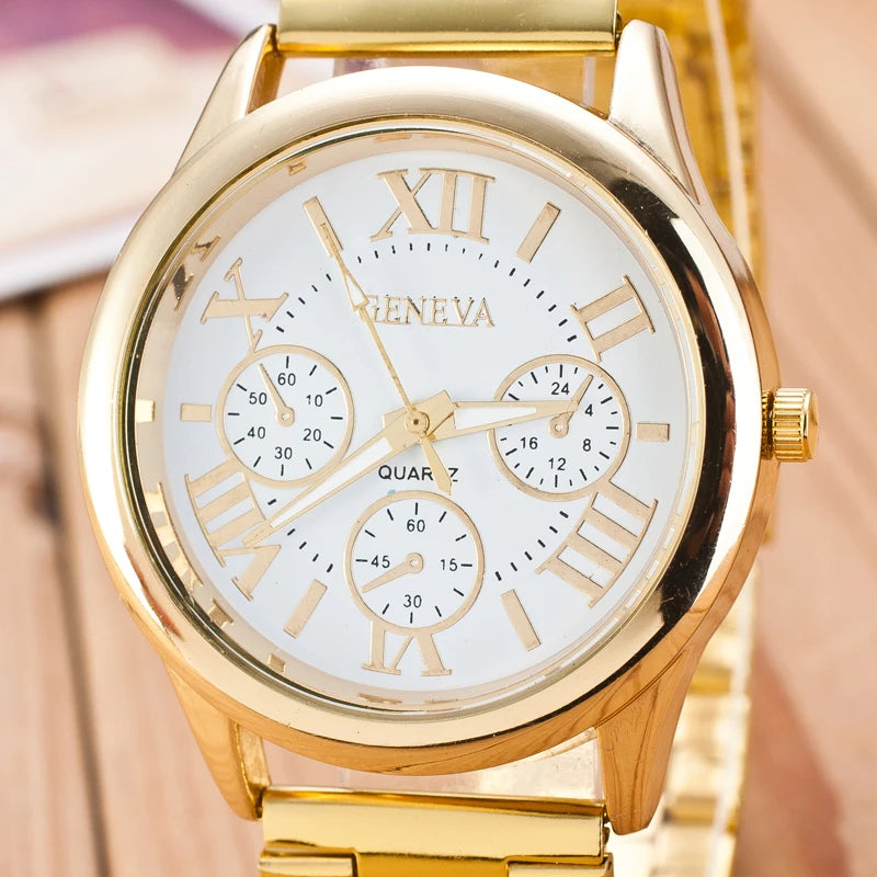 Reloj Dorado para Mujer Geneva – Movimiento de Cuarzo