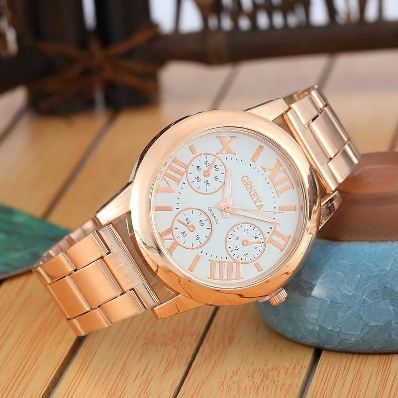 Reloj Dorado para Mujer Geneva – Movimiento de Cuarzo