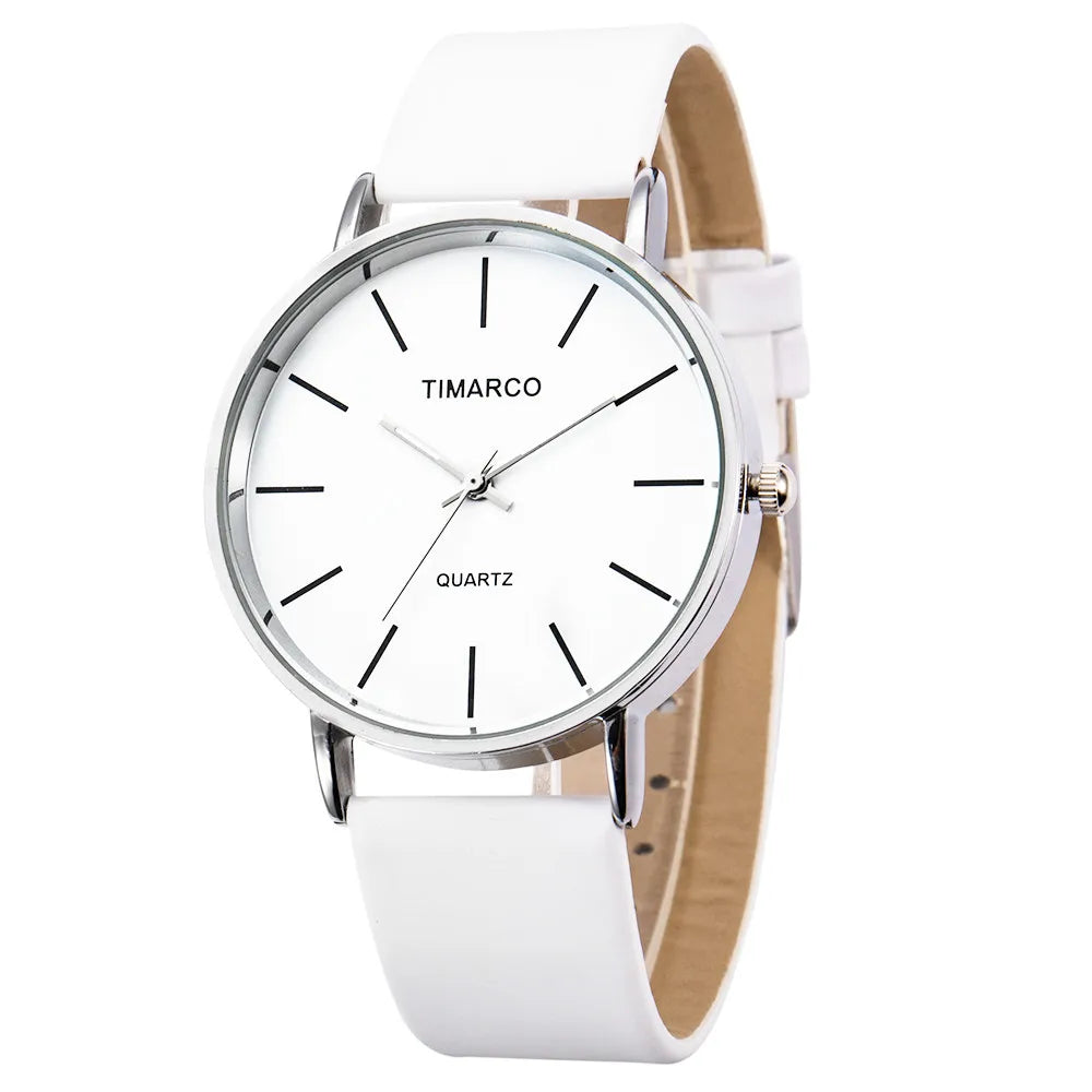 Reloj WoMaGe para Mujer – Correa de Cuero Blanco, Diseño Minimalista, 40 mm
