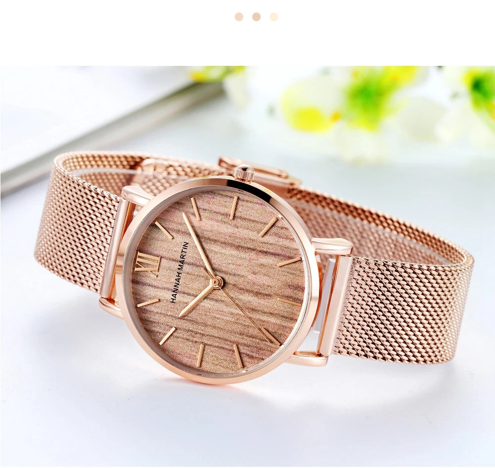 Reloj HANNAH MARTIN para Mujer – Acero Inoxidable, Movimiento de Cuarzo Japonés, 36 mm