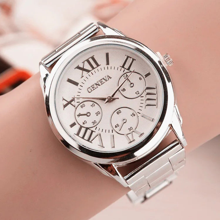 Reloj de Mujer 2025 Geneva – Cuarzo Casual con 3 Esferas, Acero Inoxidable, Elegante y Colorido