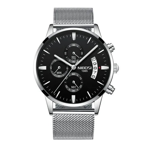 Reloj NIBOSI para Hombre – Cronógrafo de Acero Inoxidable 3ATM