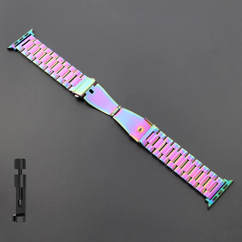 Correa de Acero Inoxidable para Apple Watch – Compatible con Varios Tamaños y Series