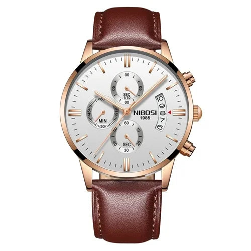Reloj NIBOSI para Hombre – Cronógrafo de Acero Inoxidable y Movimiento de Cuarzo