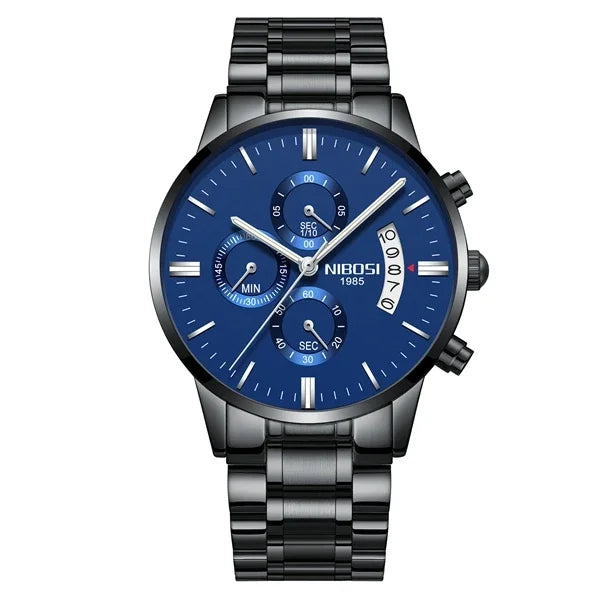 Reloj NIBOSI para Hombre – Cronógrafo de Acero Inoxidable 3ATM