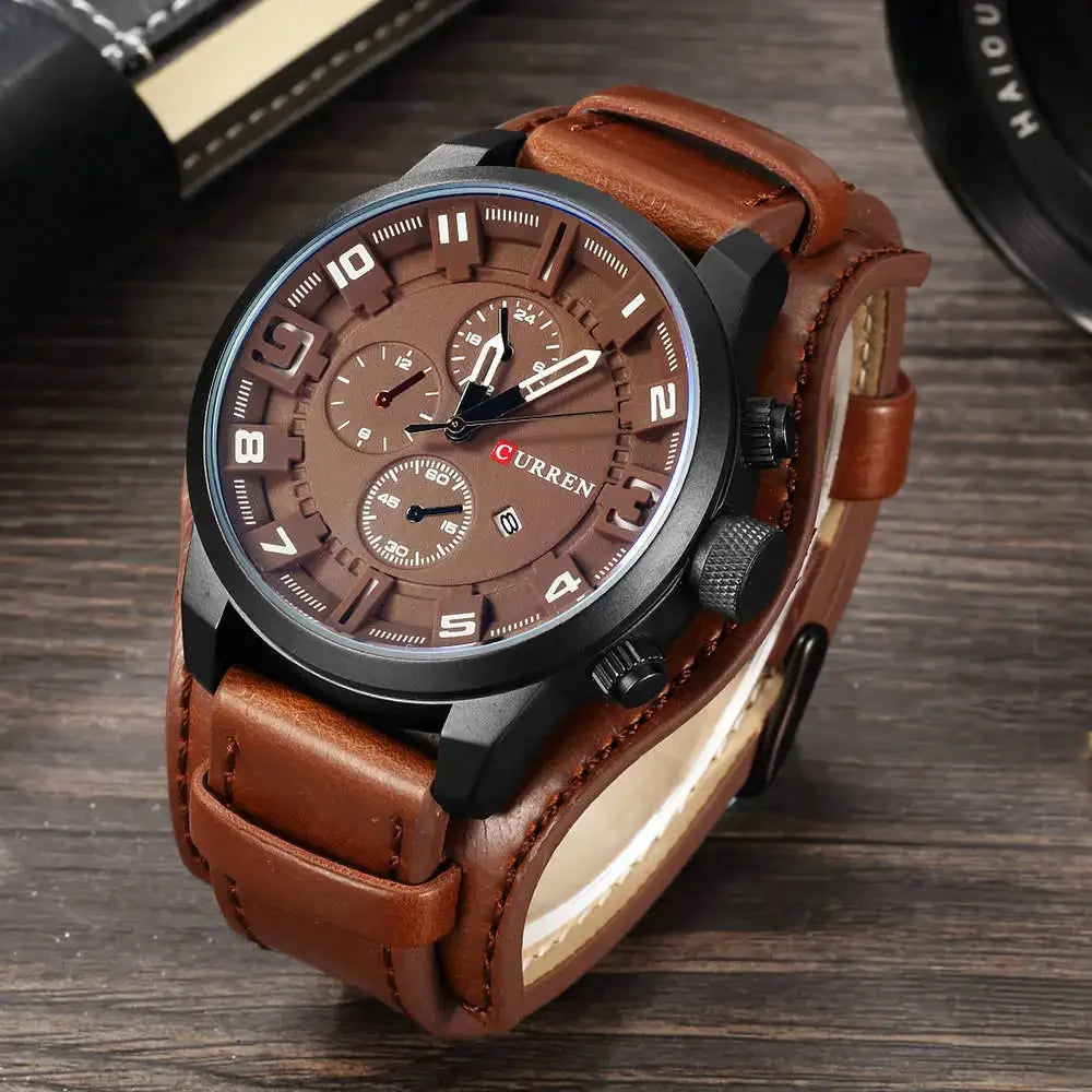 Reloj CURREN para Hombre – Correa de Cuero y Movimiento de Cuarzo