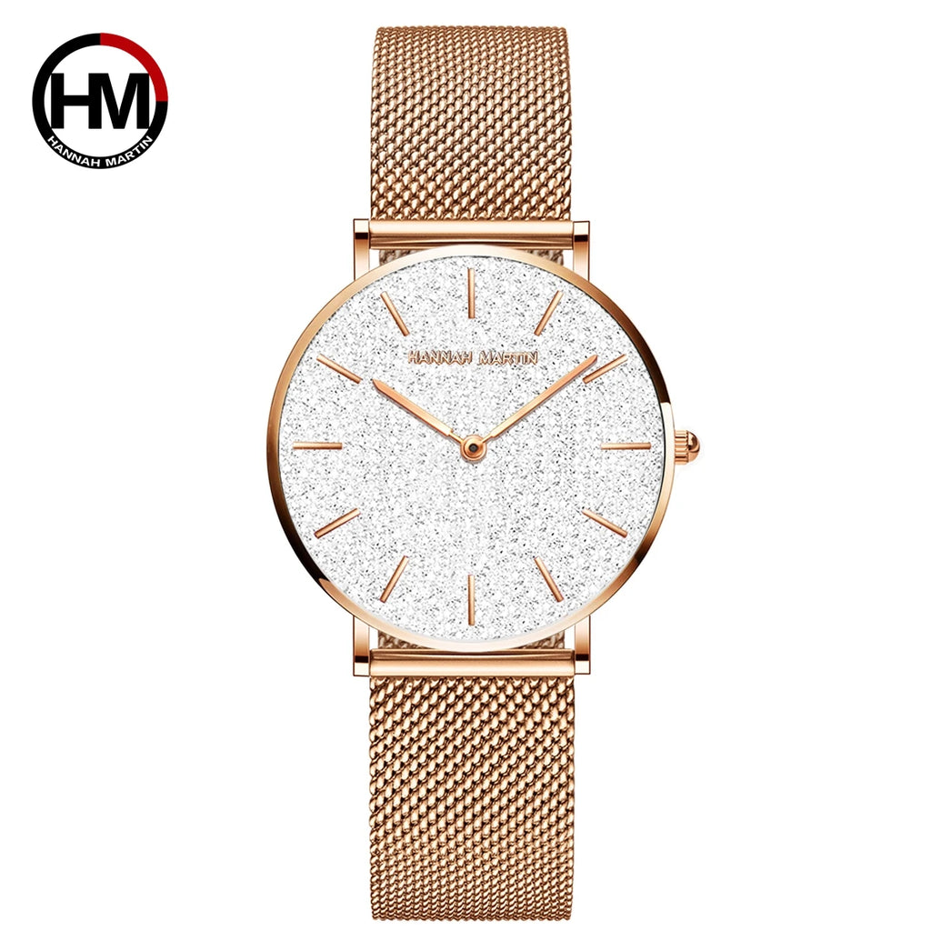 Reloj Hannah Martin 36mm – Acero Inoxidable, Cuarzo Japonés, Rosa Dorado
