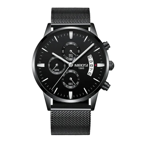 Reloj NIBOSI para Hombre – Cronógrafo de Acero Inoxidable y Movimiento de Cuarzo