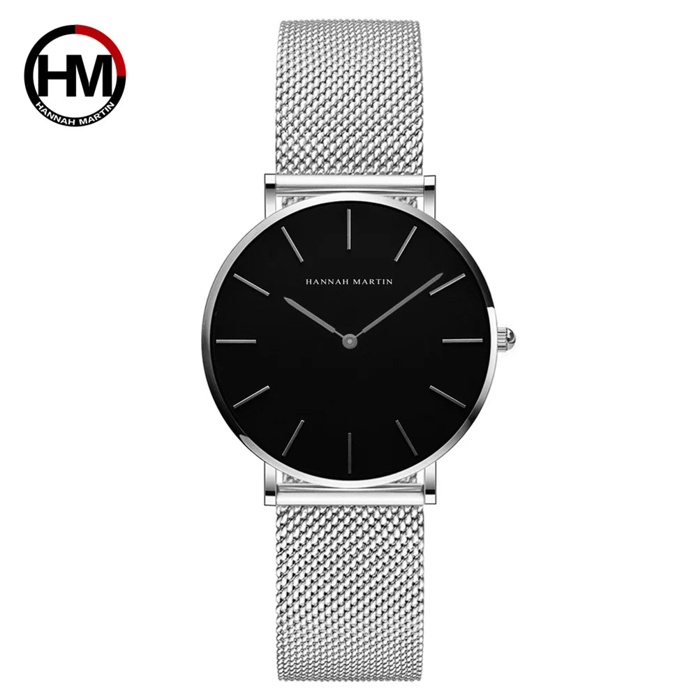 Reloj HANNAH MARTIN para Mujer – Acero Inoxidable, Movimiento de Cuarzo Japonés, 36 mm