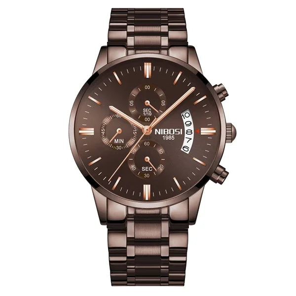 Reloj NIBOSI para Hombre – Cronógrafo de Acero Inoxidable 3ATM
