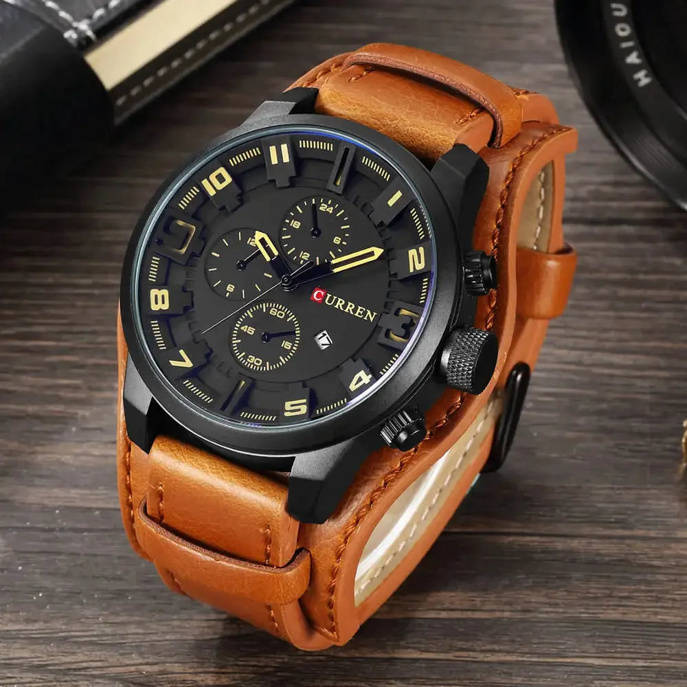 Reloj CURREN para Hombre – Correa de Cuero y Movimiento de Cuarzo