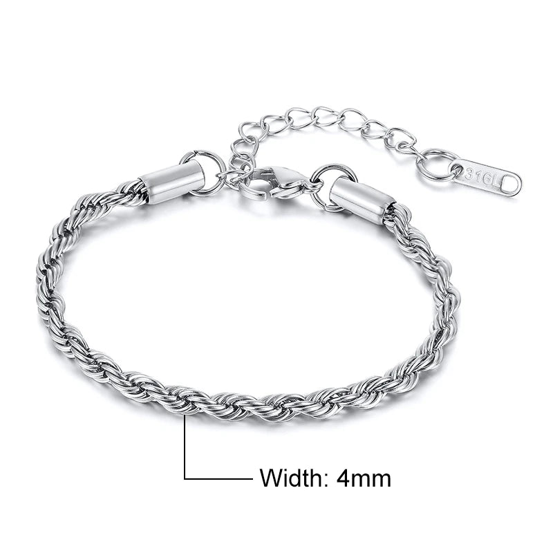 Pulsera VNOX Unisex de Acero Inoxidable – Cadena Trenzada