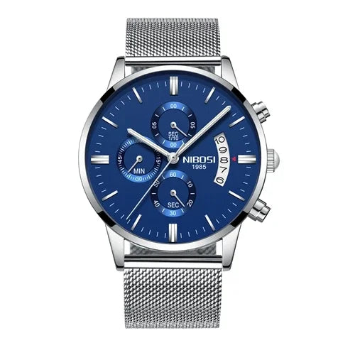Reloj NIBOSI para Hombre – Cronógrafo de Acero Inoxidable 3ATM