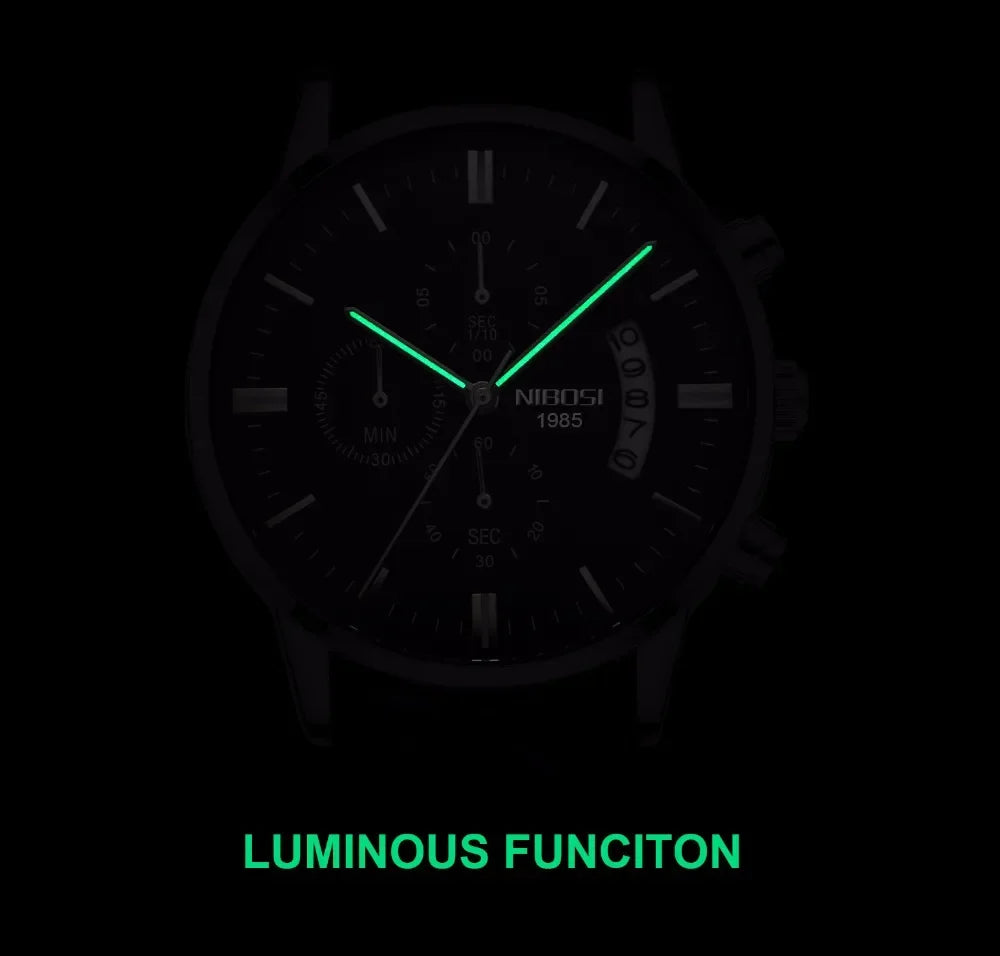Reloj NIBOSI para Hombre – Cronógrafo de Acero Inoxidable 3ATM
