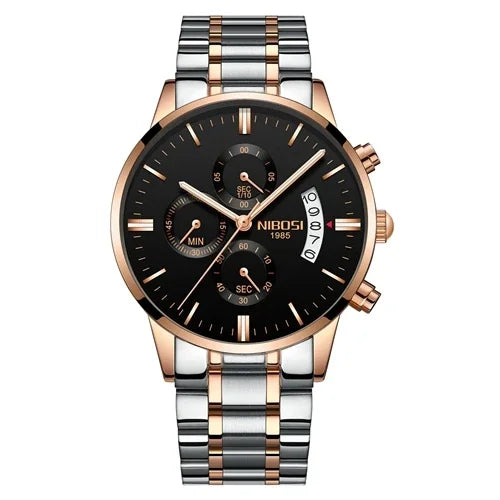 Reloj NIBOSI para Hombre – Cronógrafo de Acero Inoxidable 3ATM