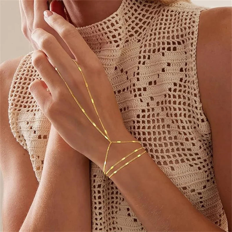 Pulsera con Anillo Conectado – Multicapa Minimalista para Mujer