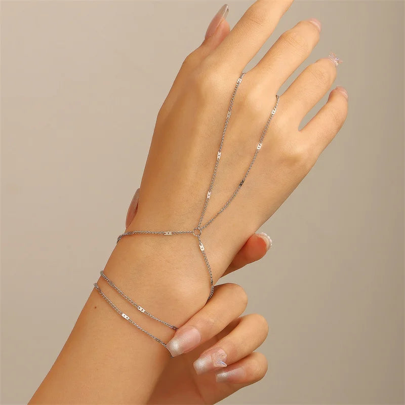 Pulsera con Anillo Conectado – Multicapa Minimalista para Mujer