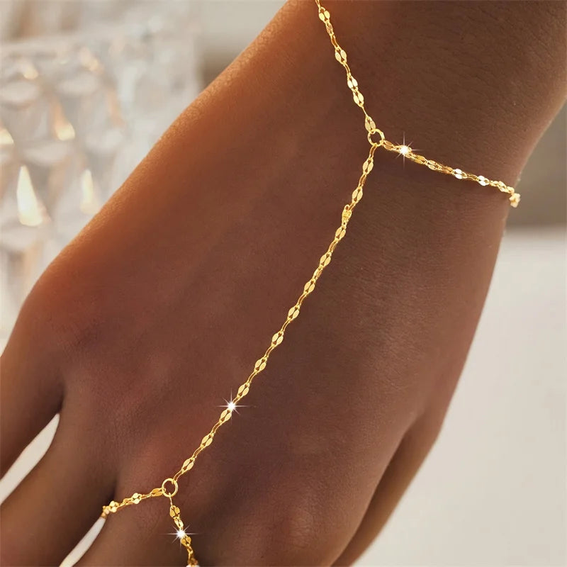 Pulsera con Anillo Conectado – Multicapa Minimalista para Mujer