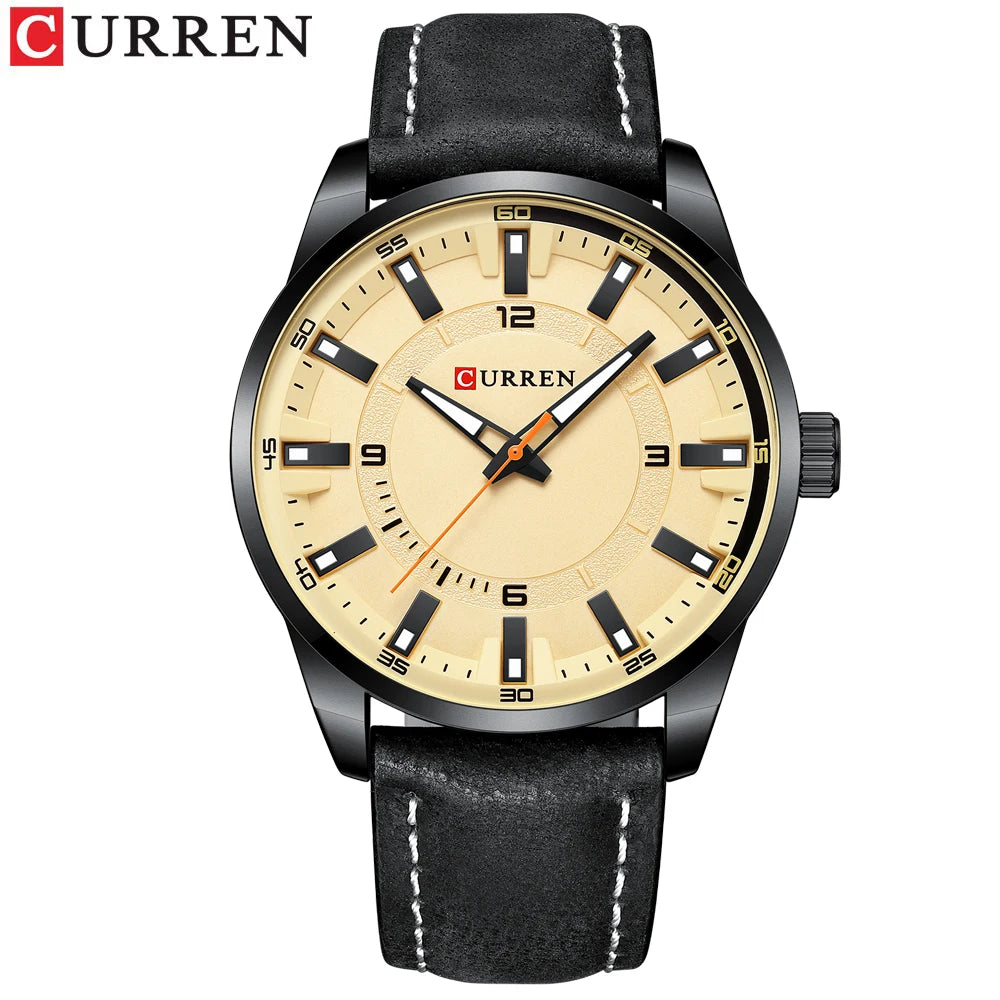 Reloj CURREN para Hombre – Correa de Cuero y Movimiento de Cuarzo