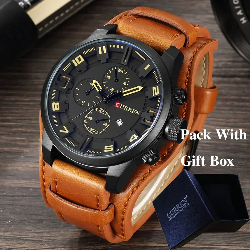 Reloj CURREN para Hombre – Correa de Cuero y Movimiento de Cuarzo
