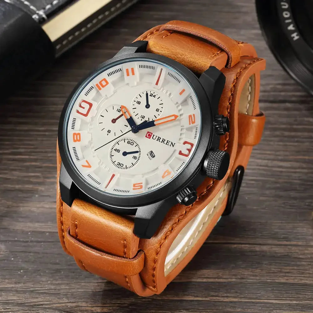 Reloj CURREN para Hombre – Correa de Cuero y Movimiento de Cuarzo