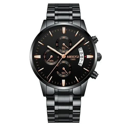 Reloj NIBOSI para Hombre – Cronógrafo de Acero Inoxidable 3ATM