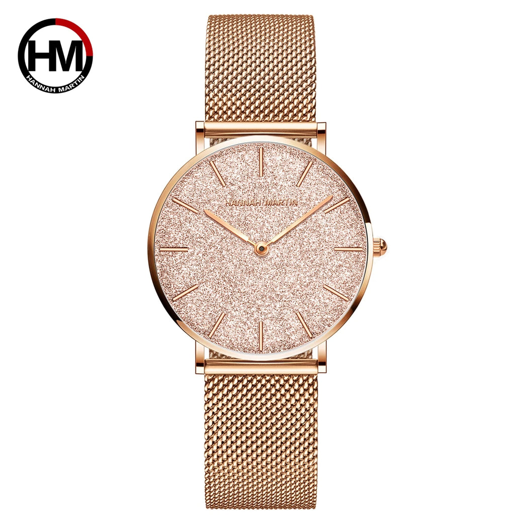 Reloj Hannah Martin 36mm – Acero Inoxidable, Cuarzo Japonés, Rosa Dorado