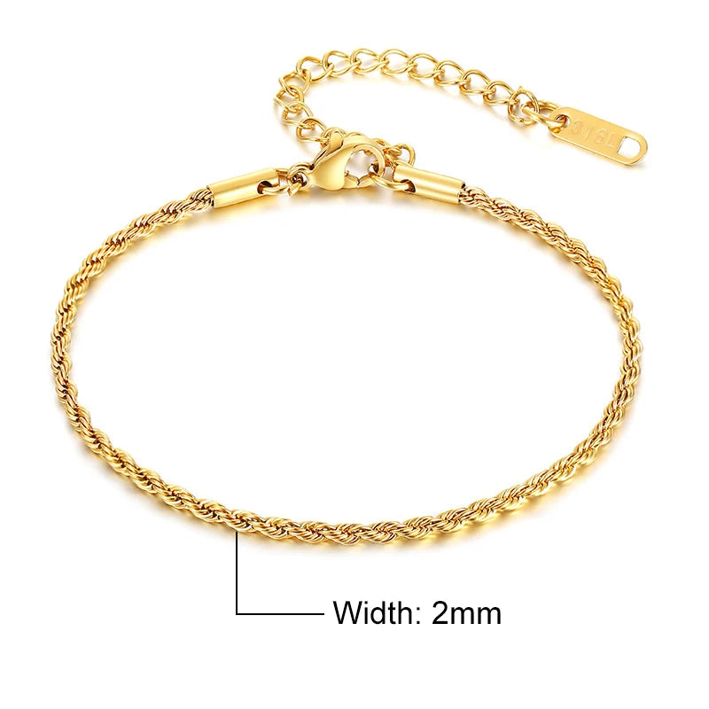 Pulsera VNOX Unisex de Acero Inoxidable – Cadena Trenzada