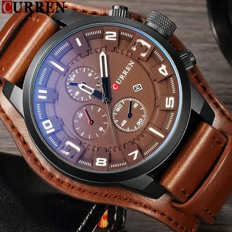 Reloj CURREN para Hombre – Correa de Cuero y Movimiento de Cuarzo