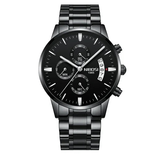 Reloj NIBOSI para Hombre – Cronógrafo de Acero Inoxidable 3ATM