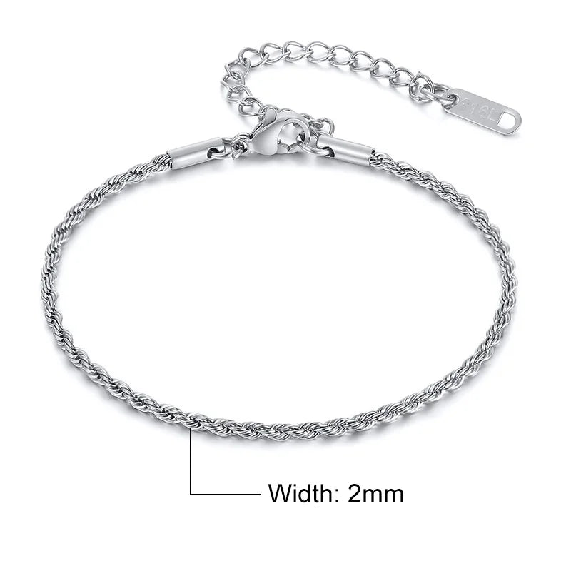 Pulsera VNOX Unisex de Acero Inoxidable – Cadena Trenzada
