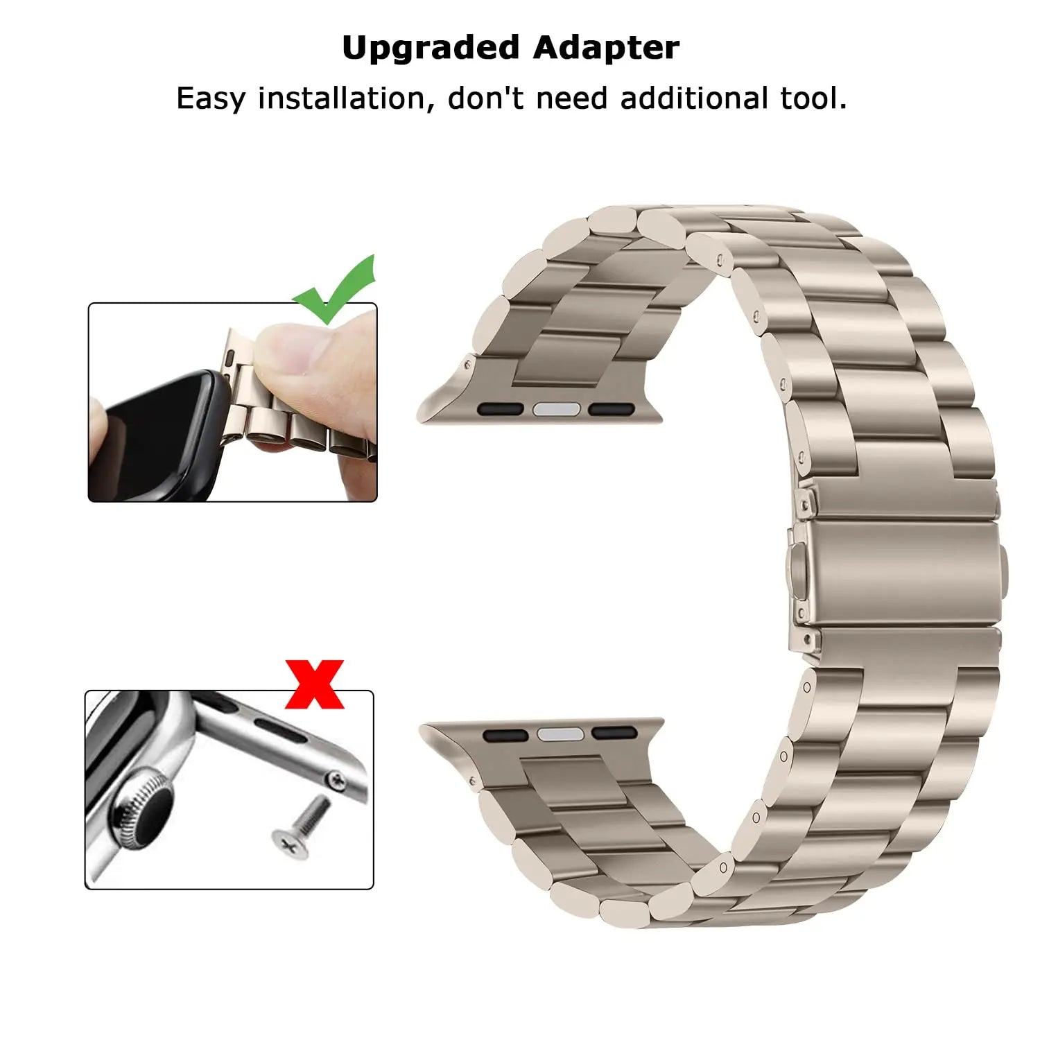 Correa de Acero Inoxidable para Apple Watch – Compatible con Varios Tamaños y Series