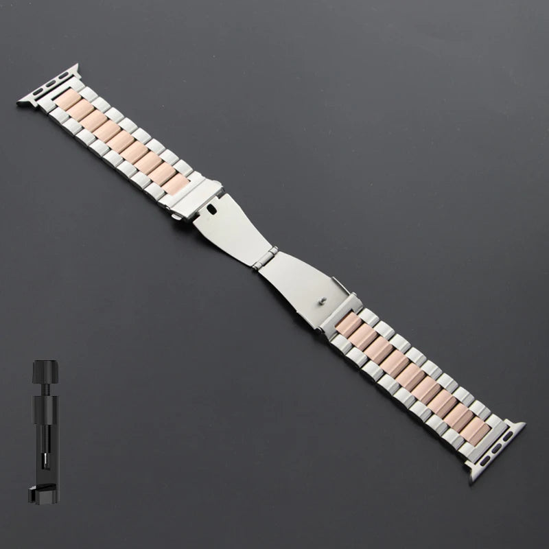 Correa de Acero Inoxidable para Apple Watch – Compatible con Varios Tamaños y Series