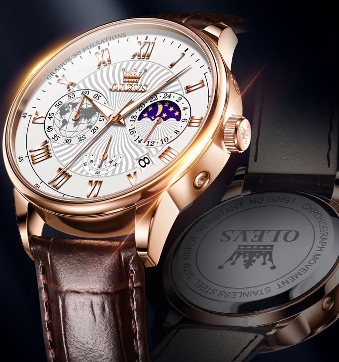 Reloj Clásico OLEVS de Cuero para Hombre – Essence Signature